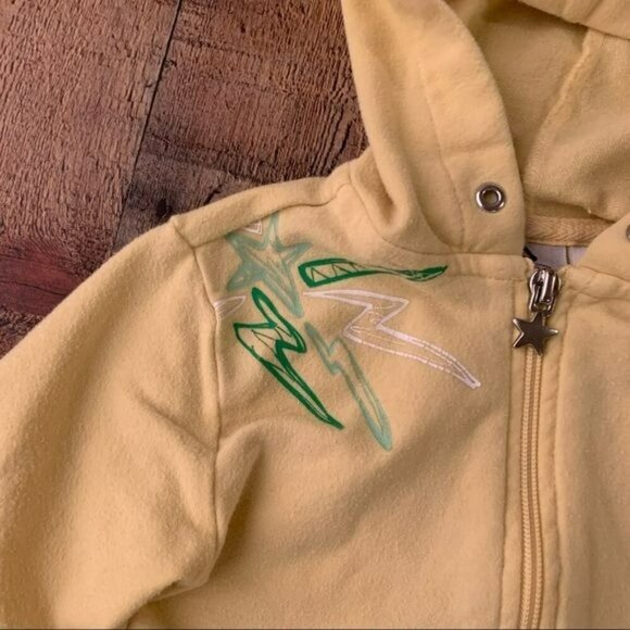 Girls athletic works yellow zip up hoodie with lightening bolts and stars - 24M - Picture 3 of 8
